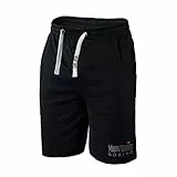 Mount Swiss Herren Shorts 3XL Schwarz 100% Baumwolle große Größen Kurze Freizeithose Sporthose elastischer Bund Taschen atmungsaktiv bequem Sommerhose Übergröße