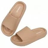 Leevar Hausschuhe für Damen Herren, Wolkenschuhe Dicke Plattform Sommer Strand Eva Weiche Sohle Slide Sandalen, Dusche Schnell Trocknend Badezimmer Massage Pool Gym Haus Slipper (Braun 44/45 EU)