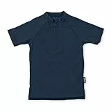 Sterntaler Badeshirt kurzarm uni – UV-Schutz 50+ Schwimmshirt – Unisex Beachwear schnelltrocknend – Kinder Rashguard mit Reißverschluss & Kinnschutz – marine, Größe 104