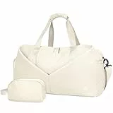 Ceneda Sporttaschen Klassische Reisetasche mit Schuhfach und Kulturtasche Sporttasche Damen Herren Tragbare schwimmtasche Sporttasche groß Gym travel Bag Wochenendtasche Yoga Tasche(Beige)