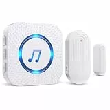 SanJie Tür Fenster Sensor,Türalarm Fensteralarm 150M/500FT Reichweite 55 Melodien auf 5 Volumes,Türsensor Home Alarmanlage Tür Laden/Haus Fensterkontakt 1 Empfänger 1 Sender