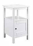 Inter Link - Beistelltisch – Kiefer Massivholz – 1 Tür & 1 Ablage – Storage Tisch – Stauraum-Möbel - Landhausstil – Nachttisch - Flurtisch Weiß lackiert - 1T