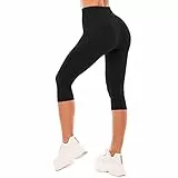 SINOPHANT Leggings Damen 3/4 High Waist Elastische Blickdicht Große Größen Leggins (#1er Pack Schwarz, XXL)