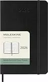 Moleskine Wochenplaner, Horizontale Wochenagenda 2026 12 Monate, Mit Weichem Einband und Elastischem Verschluss, Pocket-Format 9x14, Farbe Schwarz