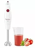 Moulinex Turbomix+ Stabmixer DD1211 | 350 W | 1 Geschwindigkeit | Ergonomischer Griff | Fuß aus Metall | Robuste ZELKROM-Klingen | Spritzschutz | Spülmaschinenfeste Abnehmbare Teile | Weiß