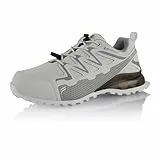 Fusskleidung® Damen Herren Wanderschuhe wasserdichte Trail Running Trekkingschuhe Weiß Grau EU 39
