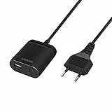 LogiLink PA0256 - USB Stromadapter mit festem 1,5m Kabel, 1x USB-A & 1x USB-C, 12W (5V/2,4A), Schwarz