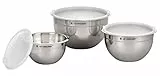 LE CREUSET 3-teiliges Rührschüsselset aus Edelstahl mit Deckel, 41901000010000
