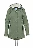 MADSea Damen Regenmantel Friesennerz mit Teddyfleece warm gefüttert Regenjacke wasserdicht, Farbe:oliv, Größe:40