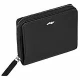 Marc Peter® Geldbörse Lisa, Kleine Portemonnaie, Geldbeutel aus Leder, mit TÜV-gepruftem RFID-Schutz, inkl Geschenk-Box, für Damen Schwarz Nappa