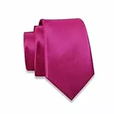 Massi Morino Krawatte pink schmal für Herren - 6 cm - Tie Schlips uni einfarbig I Slim Fit Kravatte magenta…