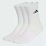 adidas Unisex CUSHIONED SPORTSWEAR CREW SOCKS 3 PAIR PACK, white/white/black, 42-45