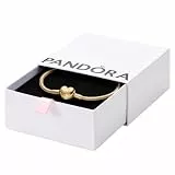 PANDORA Moments Schlangen-Gliederarmband mit Herz-Verschluss aus Sterling Silber mit vergoldeter Metalllegierung, Kompatibel Moments, Größe:18, 563050C00-18