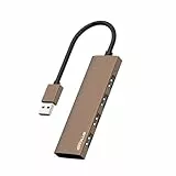 ANYPLUS USB 3.0 Hub Verteiler aus Aluminiumlegierung Ultra Slim, Tragbarer 4 Port Mehrfachstecker für Laptop, PC, iMac, Mac Pro, Surface Pro, MacBook, Flash Drive【Braun】