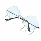 STOBOK Randless Wolken Sonnenbrille Vintage Wolkenförmige Brillen Brillen Rahmenlose Wolken Sonnenbrille mit Regenkristallanhänger ( Blau )