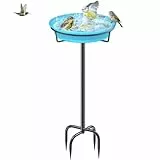 Giyiprpi 35.5in Vogeltränke Vogelbad Futter Schale Wasserstelle Stehend, Vogelbad Garten für Wildvögel Wassertränke für Vögel, Vogeltränke Groß Frostsicher Winterfest Vogeltränke (Blau)