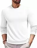 PINSPARK Herren Sweatshirt Loose Fit Sport Tops Reißverschlusstasche Langarmshirt Basic Pulli Ohne Kapuze Pullover für Training Weiß XXXL