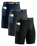 Niksa 3 Pack Herren Kompressionsshorts, Sport Unterhosen Männer Schnelltrocknendes Laufunterwäsche, Atmungsaktiv Laufhose Herren Kurz mit Handytasche, Schwarz, Grau, Marineblau, XL