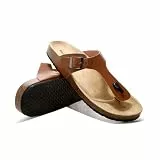 Sowdus Zehentrenner Sandalen für Damen und Herren, Flip Flops Pantoletten mit Korkfußbett, Sommerschuhe für Unisex-Erwachsene, Braun, EU 39