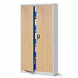 Jan Nowak Aktenschrank C001 Büroschrank Metallschrank Stahlschrank Aufbewahrungsschrank Pulverbeschichtet 4 Verstellbare Fachböden Abschließbar 185 cm x 90 cm x 40 cm (Anthrazit-Weiß)