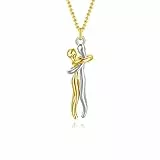 HMOOY Umarmung Halskette, Liebevolles Kuscheln Umarmung Anhänger Halskette Persönlichkeit Paar Halskette für Sie und Ihn Verstellbare Mode Valentinstag für Damen Herren (Silber-Gold)