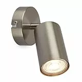 BRILONER - Wandleuchte innen schwenkbar, GU10 Fassung, max. 9 W, Leselampe, Wohnzimmerlampe, Lampe, Wandlampe, Küchenlampe, Flurlampe, Schlafzimmer, Wandbeleuchtung, 8x15,5 cm, Matt-Nickel