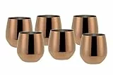 Echtwerk Weingläser, 6-tlg Rotweingläser, Trinkbecher aus Edelstahl, Unzerbrechliche Trinkgläser, Bruchsichere Gläser, Kupfer-Edition, 500 ml