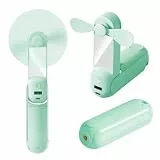 CNMTCCO Handventilator,5 in 1 Mini Ventilator,USB Akku [Bis zu 13-20 Stunden Kühlzeit]mit Hängendes Seil,Powerbank,Taschenlampe,Spiegel und Handyhalterung für Reisen,Sommer,Geschenke für Frauen (Grün)
