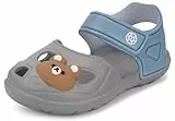KVbabby Sandalen für Mädchen Bequem Jungen Geschlossene Pantoffeln Leicht Strand Hausschuhe Rutschfest Gartenschuhe Klettverschluss,Grau,22/23 EU/Etikett Größe 140