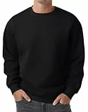 PrinStory Herren Pullover Sweatshirt Langarmshirt Rundhals Ausschnitt Freizeit Strickpullover Causal Sweater Warm (Schwarz, L)
