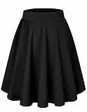 DRESSTELLS Rock Damen Sommer Knielang Kurz Skater Rock Midirock Femboy Skirt Schwarzer Faltenrock Tennisrock Black-Midi XL