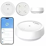 WIOONI Wassermelder WLAN mit Batterie, IP66 Wassersensor, 80dB Wasseralarm Kompatibel mit Tuya/Smart Life App, Wasserwächter für Küchen, Bäder, Keller