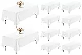 Showgeous 10 Stück Tischdecke Weiße Tischdecken 153×260cm Rechteckige Tischdecke aus Polyestergewebe Waschbare Tischdecke Tischtuch für Restaurant Buffetpartys und Camping