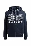 Camp David Herren Sweatjacke mit Kapuze und Logo Artworks Blue Navy, XXL