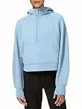 NEYOUQE Pullover Damen Winter Langarm Einfarbig Sweatshirts Kapuzenpullover Fleece Gefüttert Soft Essentials Hoodie Damen Oversize Blau M 40 42