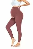FuelMeFoot Damen Umstandsleggings High Waist Schwangerschaftsleggings Umstandshose Blickdicht Stretch Elastisch Weich Lang Yoga. Rosa L