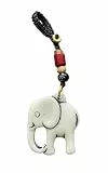 WOO MANTO Schlüsselanhänger Elefant mit geflochtenem Band – Spiritueller Glücksbringer in Steinoptik – Boho Textil Anhänger