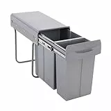 SVITA EMCombo30 Einbaumülleimer 30L (10L+20L) 2 Fächer mit Deckel Mülltrennsystem 2fach Küche Unterschrank Abfalleimer ausziehbar Grau