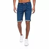 JEEL Herren Kurze Hosen - Slim-Fit Jeans-Shorts - 5-Pocket-Style - Stretch Herren-Shorts - Kurze Hose für Männer - Basic Washed - 3-Blau - 34W