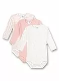 Sanetta Baby-Body langarm (Dreierpack) rosa & weiß Ringel, Dots | Hochwertiger und nachhaltiger Body für Mädchen aus Bio-Baumwolle. Inhalt: 3er Set Baby Body