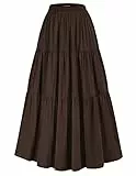 Scarlet Darkness Maxi-Röcke für Damen, Sommer, fließender Renaissance-Rock mit Taschen, Kaffee, Groß