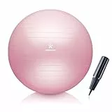 BODYMATE Gymnastikball Sitzball Trainingsball mit GRATIS E-Book inkl. Luft-Pumpe, Ball für Fitness, Yoga, Gymnastik, Core Training, für starken Rücken als Büro-Stuhl Princess-PINK 65cm