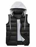 Vancavoo Weste Damen mit Kapuze Steppweste Warme Kapuzenweste Kurz Winterweste Freizeit Ärmellos Jacke Herbst Winter,Schwarz,XL