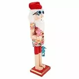 Amosfun Handbemalte Nussknacker-Soldat-Figur Aus Holz Hawaii-weihnachtsschmuck Weihnachtsmann