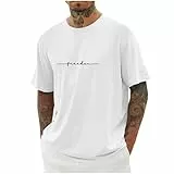 KOG T-Shirts für Herren Sommer Tshirt Kurzarm Tshirts Grafik Drucken Shirts Vintage Baumwolle Teenager Streetwear Mode Laufshirt 2025 Wandershirt Weiß L