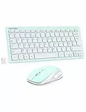 TECKNET Kabelloses Tastatur Maus Set, Deutsch QWERTZ Layout, 2.4 GHz Funk Mini Tastatur Mouse, 15m Reichweite Verbindung, Wireless Leise Funktastatur mit Maus für PC, Laptop, Smart TV, Grün