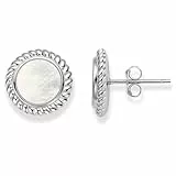 Damen Ohrringe Silber 925, Echter Natürlicher AAA Perlmutt Edelstein Ohrstecker