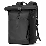 Inateck 25L-30L RollTop Rucksack Herren Damen mit Separatem Schuhfach, 17 Zoll Laptop Rucksack, Schwarz