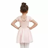 Dmwhsy Mädchen Ballett Kleid Kurze Ärmel Tanz Trikot Ballett Outfit Gymnastik Tanzkleidung mit Chiffon Rock