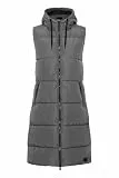 OXMO OXSolice Damen Weste Outdoor-Weste Lange Weste seitliche Reißverschlüsse mit hochabschließendem Kragen Kapuze mit Kordelzug, Farbe: Pewter (185203), Größe: L